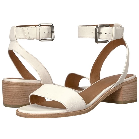 Frye Cindy Two-Piece White Block Cute Sandal Heels - Picture 12 of 13